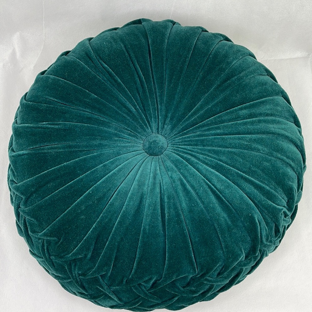 Teal Green Velvet Circular Pillow